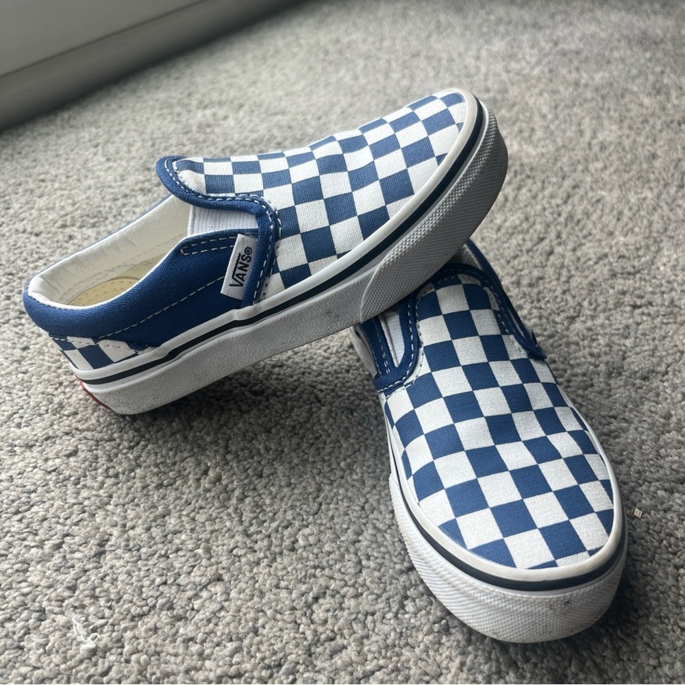 Vans Kids Blue Checkered Slip-On Shoes